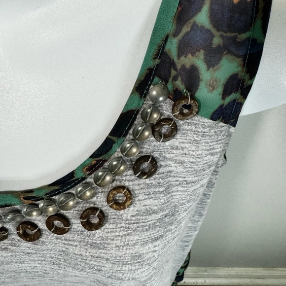 Miss Me Beaded sheer back gray Tank_small - Picture 2 of 5